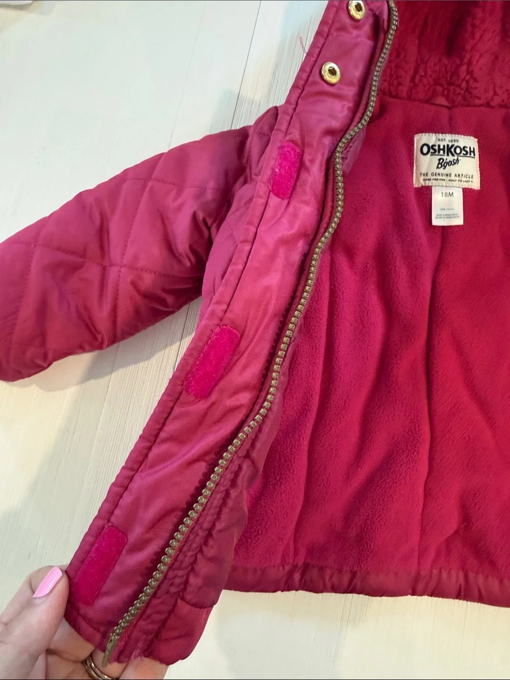 Toddler Quilted Hooded Jacket - Raspberry NEVER WORN